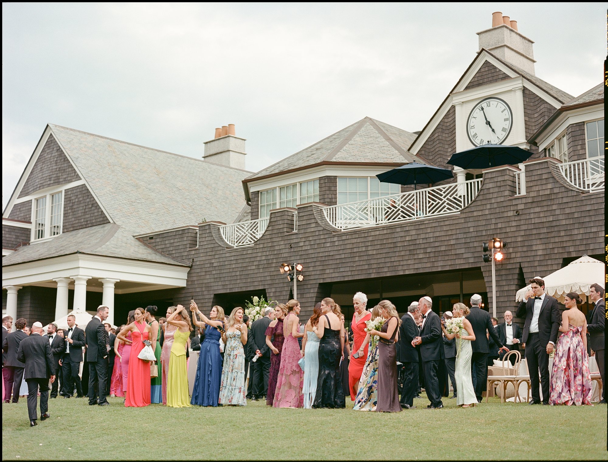 The clubhouse and lawn on the morning of