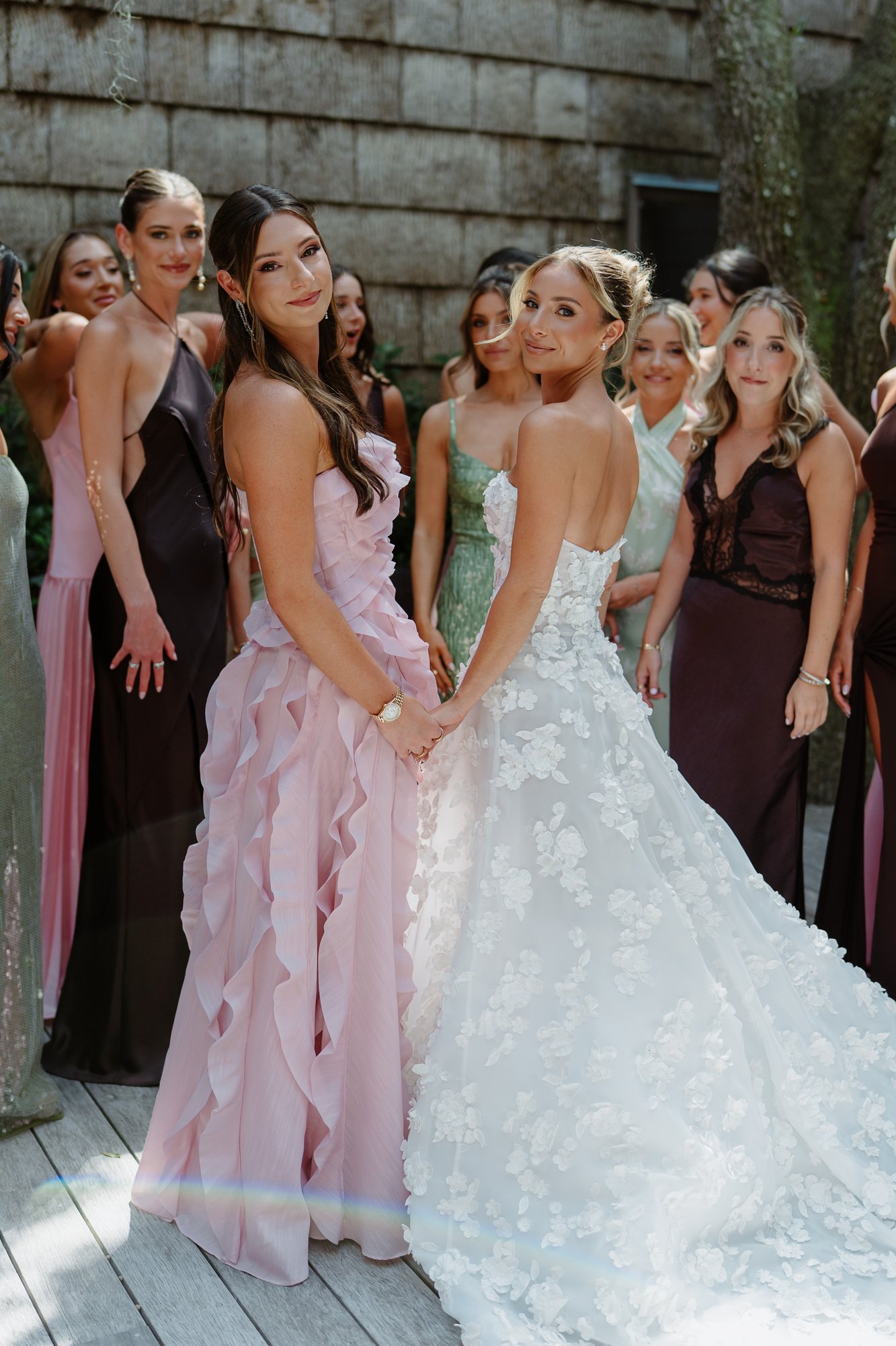 Paige with her maid of honor and bridesmaids
